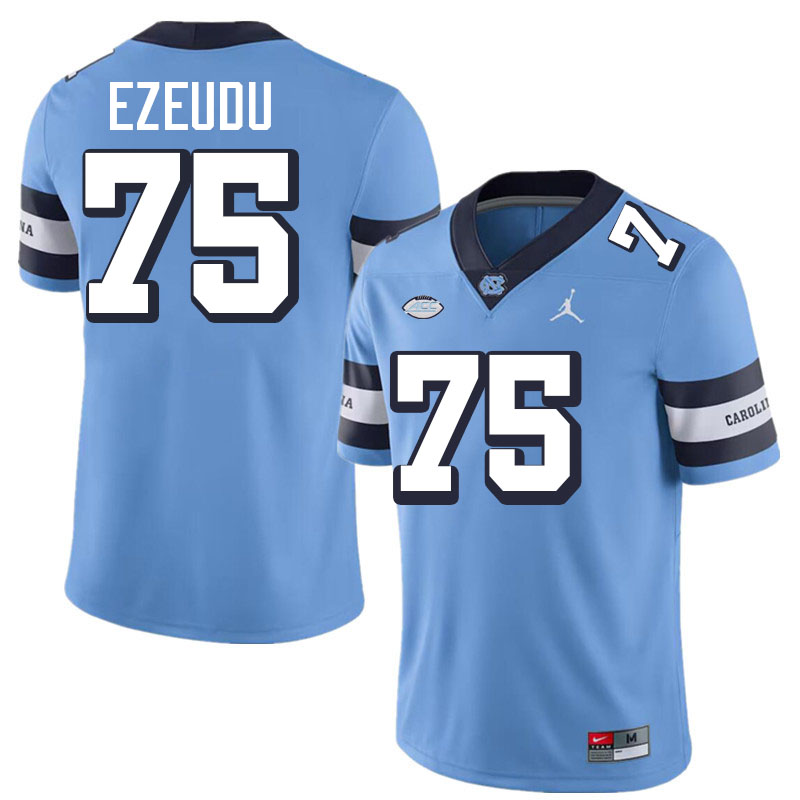Joshua Ezeudu UNC Jerseys,North Carolina Tar Heels #75 Joshua Ezeudu Football Jerseys-Throwback Blue